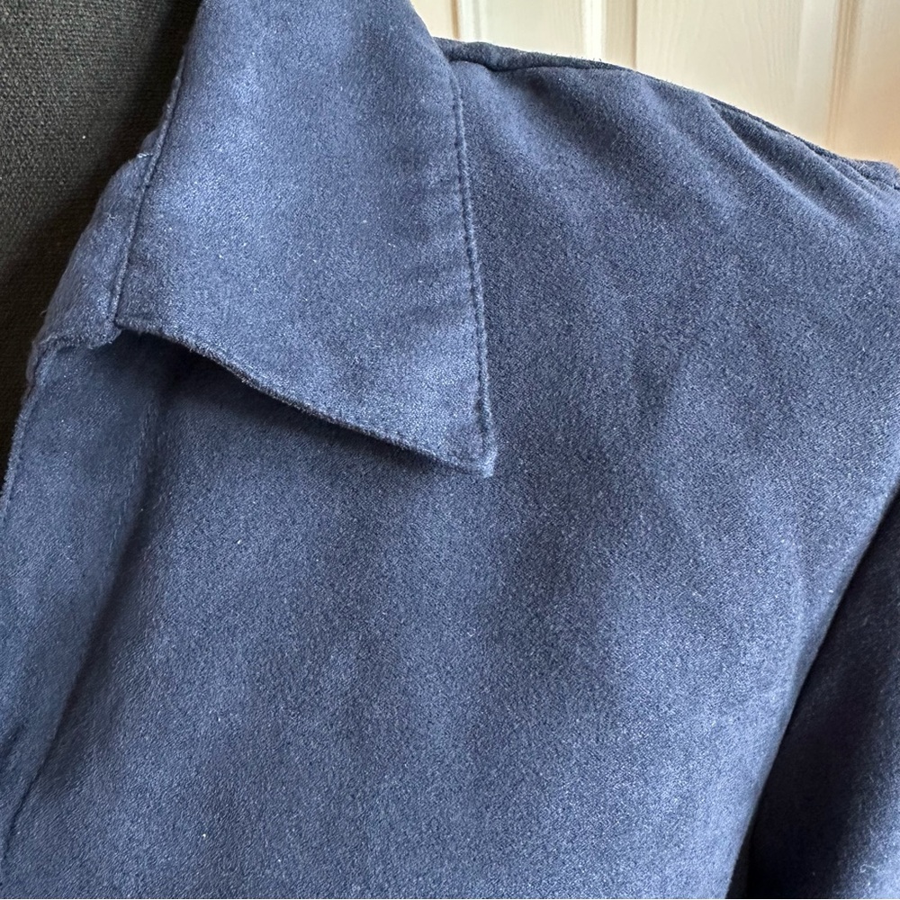 Sonoma Navy Blue Faux Suede Fitted Button Down Shirt - Picture 2 of 7